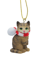 December Pets tan-brown tabby ornament front view for festive cat lover decor