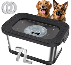 Decflow 7L stainless-steel dog water bowl shows large capacity for big breeds