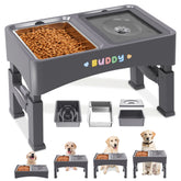 Decflow elevated dog bowls with four-height setup support growing dogs' comfort.