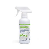 Dechra DermAllay oatmeal conditioner bottle shows soothing formula for dry skin support.