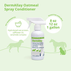 Dechra DermAllay oatmeal conditioner texture close-up shows creamy lather for gentle grooming.