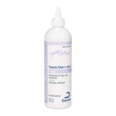 Dechra TrizULTRA Keto Flush bottle pour demonstrates gentle ear cleansing for pets.