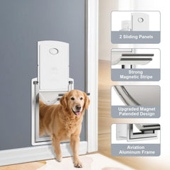 Decormax dog door wall magnetic-flaps provide secure weather sealing for year-round use.