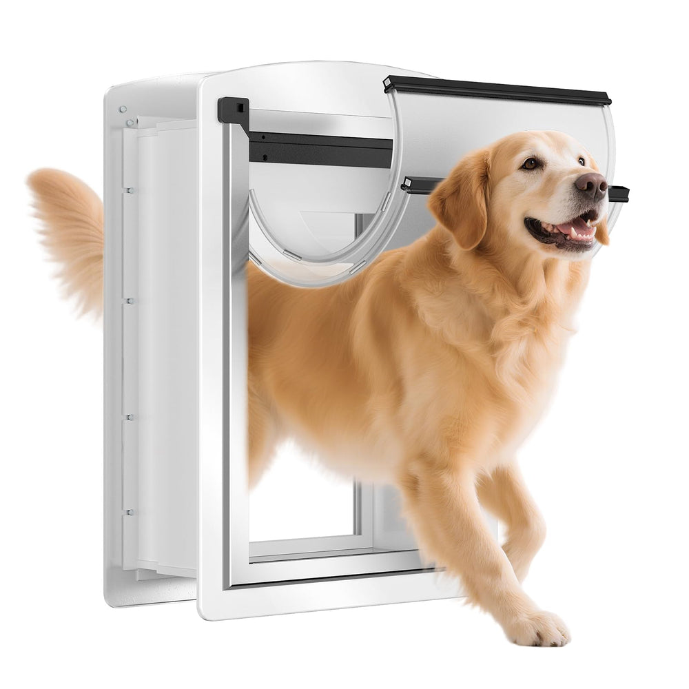 Decormax dog door wall telescoping-tunnel enables adjustable fit for walls 4–8 inches.