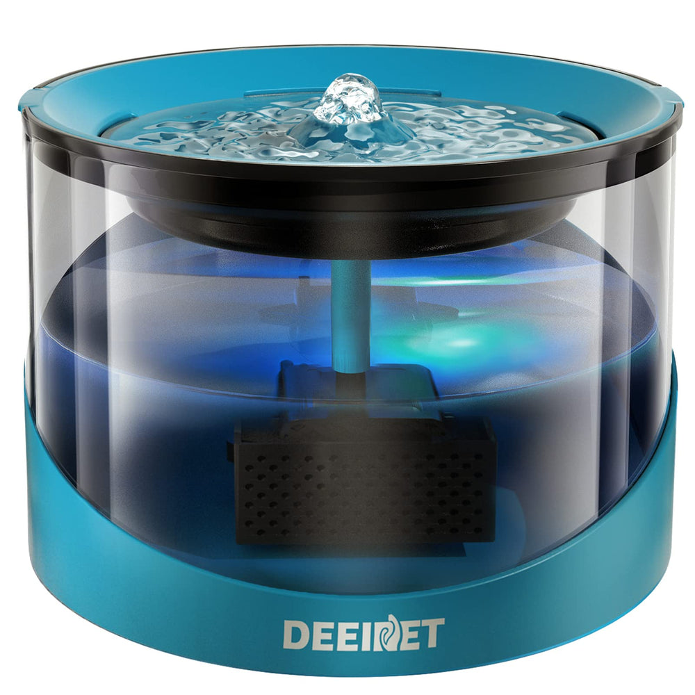 DEEIPET cat water fountain with LED indicator signals low water for safe nighttime refills