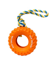 Deeow dog tire toy 6-inch orange side view demonstrates engaging chew and puzzle play.