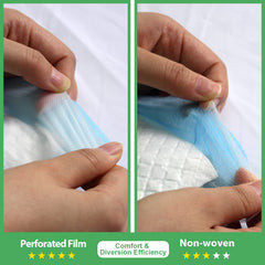 Deep Dear pads top layer closeup showing perforated surface for fast liquid transfer