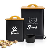 Dekosilave cat food storage duo top view scoop keeps kibble fresh on the counter.