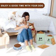 Dekosilave sturdy metal dog treat jar with food-grade coating resists corrosion