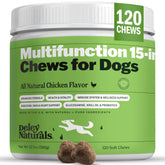 Deley Naturals 15-in-1 dog multivitamin chews close-up for daily vitality support