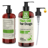 Deley Naturals dog fish oil Icelandic bottle promotes coat health and skin comfort.