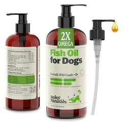 Deley Naturals dog fish oil Icelandic bottle promotes coat health and skin comfort.