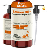 Deley Naturals salmon oil bottle pour supports easy daily dosing for healthy skin