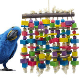 Deloky large bird toy with multicolored wooden blocks for engaging chewing and climbing