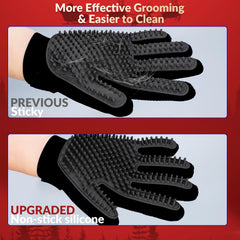DELOMO pet grooming glove five-finger design reaches tricky spots with ease.