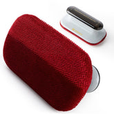 DELOMO pet hair removal tool on car seat captures embedded fur for a cleaner ride
