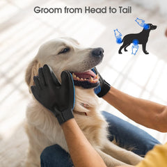 DELOMO pet hair removal glove during bath time for gentle massage.