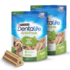 Dentalife ActivFresh outer-pack with two resealable pouches for small dogs routine