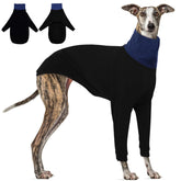 DENTRUN dog cozy sweater on a greyhound silhouette for warmth during cold weather walks.