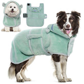 DENTRUN dog robes after-bath ultra-absorbent microfiber for quick drying after baths.