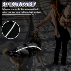 DENTRUN dog winter coat with reflective strips for nighttime safety