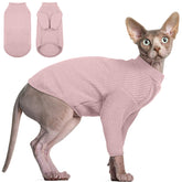 DENTRUN hairless cats shirt front view; soft cotton comfort for sensitive skin.