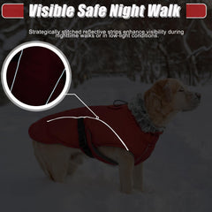 DENTRUN winter warm dog coat back view with reflective strips improves visibility at night