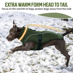 DENTRUN Winter Warm Dog Coat side view shows adjustable closure for easy on/off.