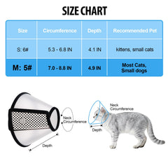 Depets cat cone soft edge comfort, gentle interior for pet comfort.