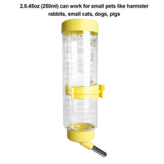 Depets durable plastic and stainless-steel build—long-lasting water dispenser for active small animals.