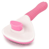 Depets self-cleaning slicker brush close-up shows precise bristles for shedding