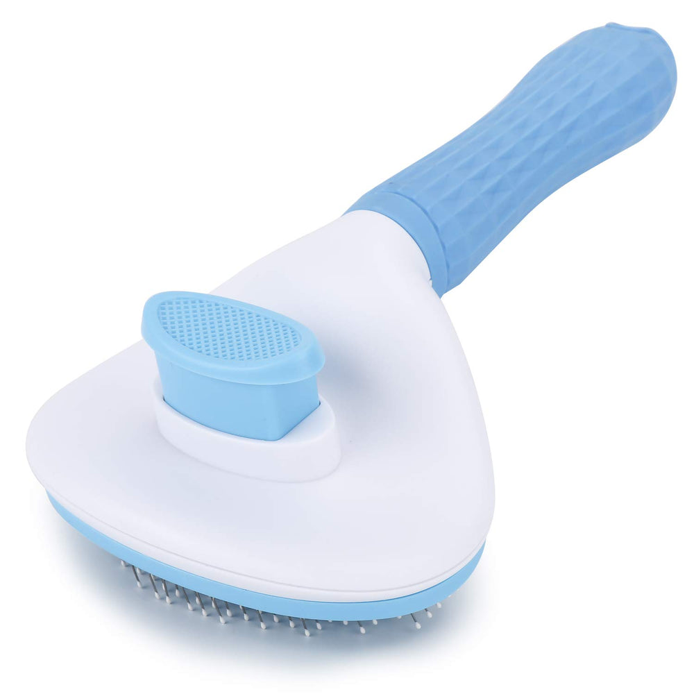 Depets self-cleaning slicker brush removes loose hair for a tidy coat.