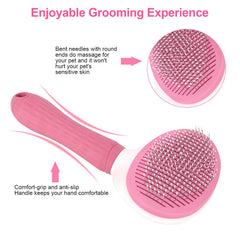 Depets self-cleaning slicker brush hair removal action captures loose fur efficiently