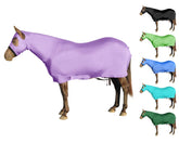 Derby Originals sleazy full head sheet with noseband zipper keeps horse comfy and coat polished.