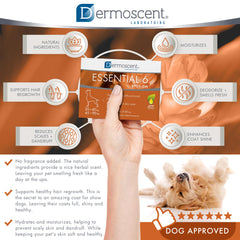 Dermoscent Essential 6 promotes coat shine and healthier fur after use.
