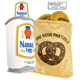 design LAB Natural Light beer dog toy can in action for fetch and chew.