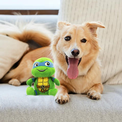 design LAB TMNT Leonardo plush dog toy with squeaker for brave missions