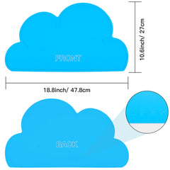 DesignSter light-blue mat showing waterproof surface for quick cleanup after meals.