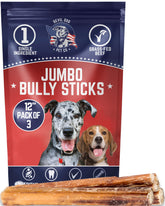 Devil Dog Jumbo Bully Sticks 12inch 3-count pack delivers long-lasting chewing and peak canine satisfaction.