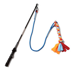 Dewonch interactive flirt pole dog toy with outdoor-use setup enhances exercise and training.