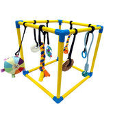 Dewonch Puppy Play Gym setup showing compact indoor enrichment for small dogs.