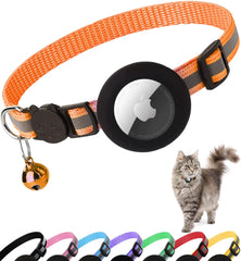 Dgerp Airtag Cat Collar orange with breakaway buckle for safe outdoor adventures