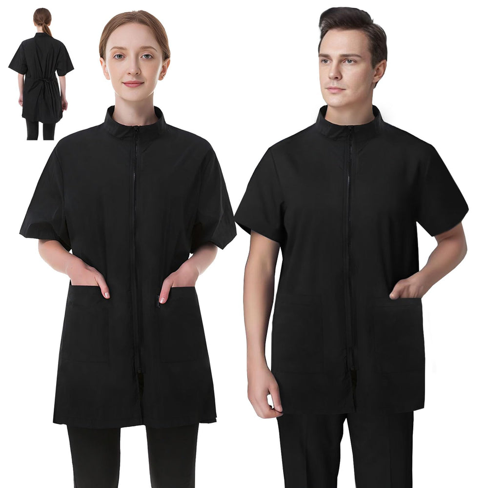 DHXYZZB pet grooming workwear front view with full zipper for quick on/off and full coverage.