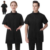 DHXYZZB pet grooming workwear front view with full zipper for quick on/off and full coverage.
