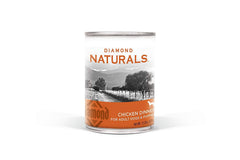 Diamond Naturals Chicken Dinner Can Dog label highlights real chicken quality