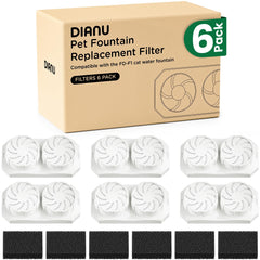 DIANU six-pack fountain filters: replacement carbon filters for cleaner-tasting cat water
