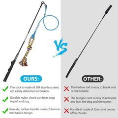 DIBBATU Flirt Pole durable stainless steel construction supports strong pull and play sessions