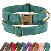 Didog Soft PU Leather Dog Collar green closeup shows soft texture for everyday wear