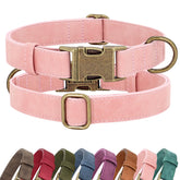 Didog Soft PU Leather dog collar in pink with quick-release buckle for easy daily use.