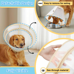Didopet dog cone detachable-extension enables quick length changes for targeted wound areas.